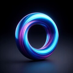  3D illustration of a glowing blue and purple torus