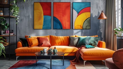 Abstract design with a futuristic edge ideal for enhancing modern spaces with triptych art