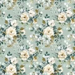 Floral green color, form natural, seamless fabric pattern.
