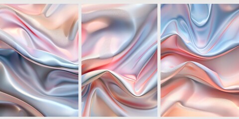 Abstract luxury visualized in three interconnected panels soft textures meet sharp contrasts