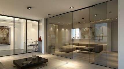 Glass Partition Doors Transparent sliding doors between rooms