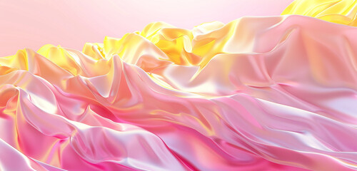 Energetic pink and yellow 3D waves on a playful background.