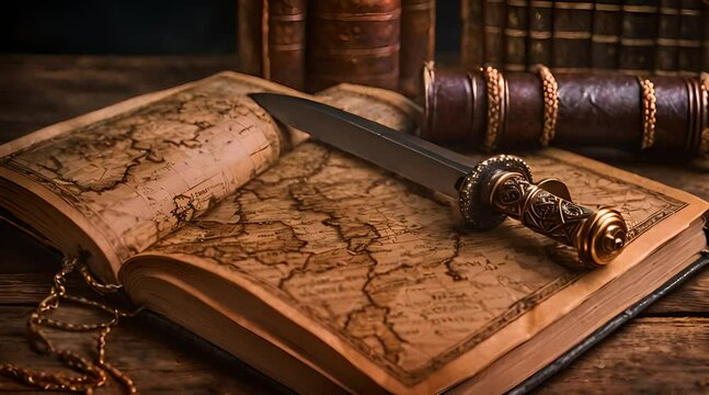 Ancient Map Featuring an A Fantasy Background