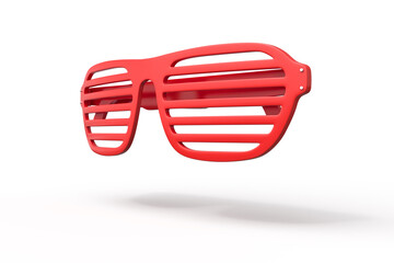 Red vintage slatted sunglasses angled view