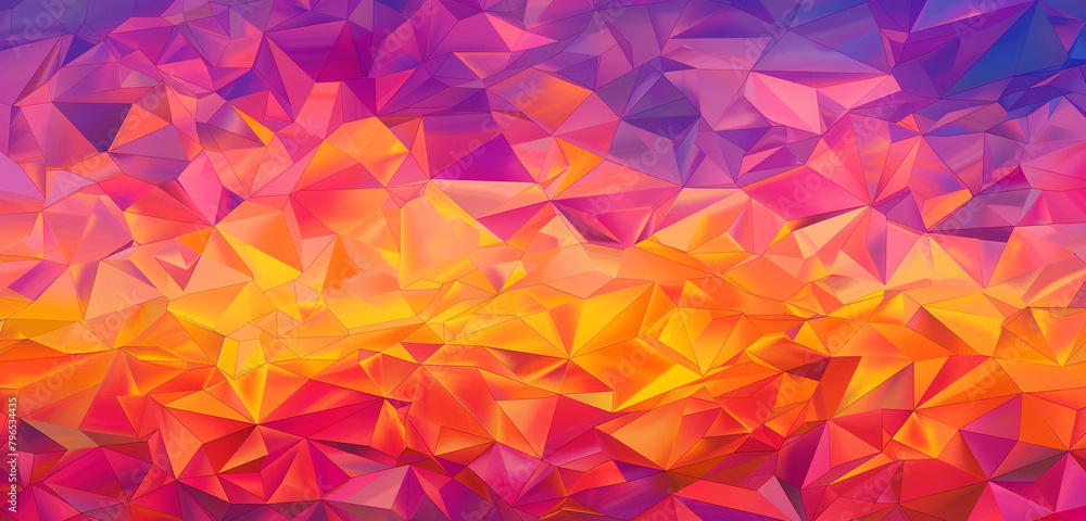 Poster energizing hexagonal pattern in warm sunset hues for invitation backgrounds.