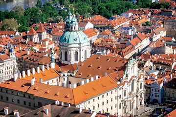 Elevated view of The Church of Saint Nicholas. Lesser Town, Prague, Czech Republic - 796535465