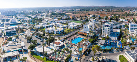 Panoramic aerial view of Ayia Napa cityscape. Famagusta District, Cyprus - 796535816