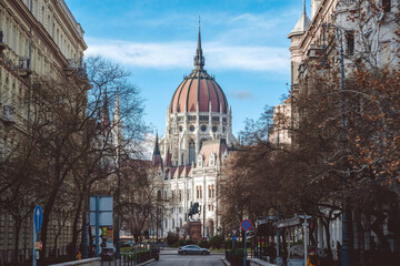 Budapest, Hungary - January 03, 2019: Parliament building seen from Liberty Square - 796536613