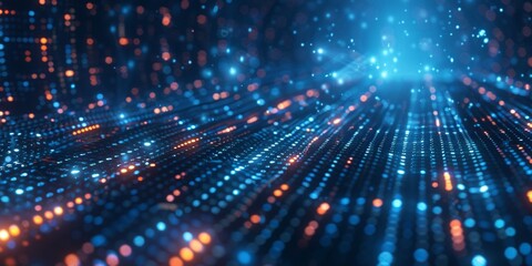 A computer generated image of a blue and orange line of dots