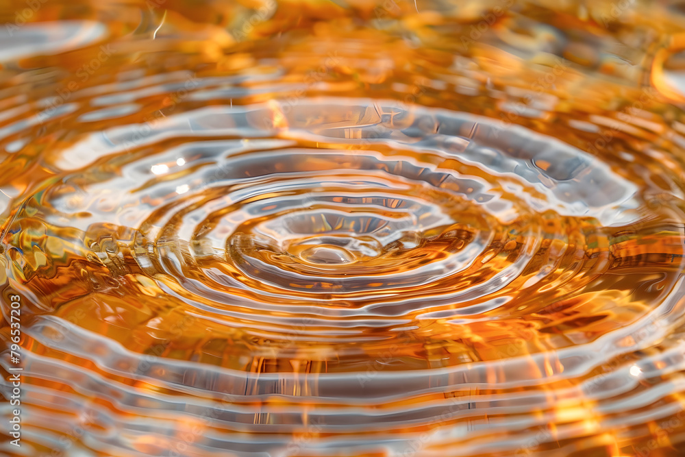 Poster a close up view of water bubbles on a yellow and orange background with a drop of water on the botto