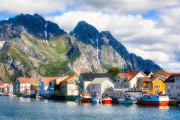 From Heimsundet in the Famous Fishing Village of Henningsvaer in Lofoten, Norway