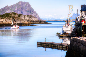 Fishing Boat Leaving the Harbor at Kabelvag in Lofoten, Norway