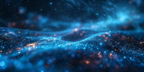 A blue sky with stars and a blue wave