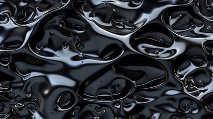 Close-up of black surface with wavy lines. Futuristic liquid three dimensional monochrome background.