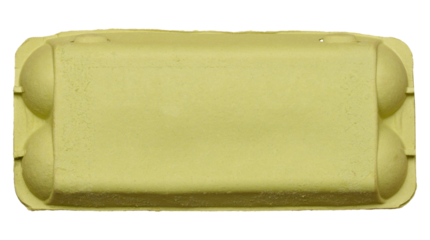 Green recycled egg carton box on isolated background, storage.