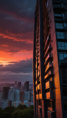 sunset over the city