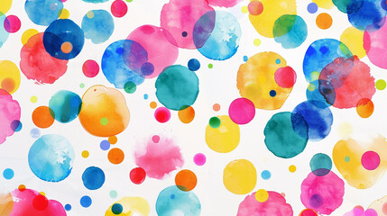 Captivating mosaic of vibrant polka dots on white, perfect for banners. - obrazy, fototapety, plakaty