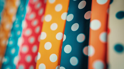 Close-up of retro polka dot strip with soft focus. - obrazy, fototapety, plakaty