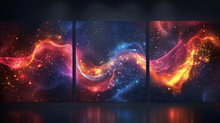 Futuristic technology touch in modern banner design creatively split into a triptych for dynamic appeal