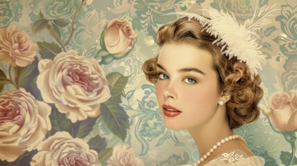Vintage Elegance: Classic Beauty in a Floral Pastel Setting