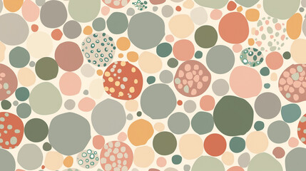 Grid polka dot seamless pattern, muted tones, organic shapes in