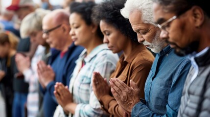 Obraz premium Diverse Group of People United in Prayer and Reflection
