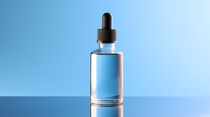 Naklejka premium Minimalist solid blue background for bottle product photography