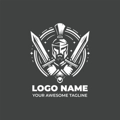 Simple Warrior Monochrome Logo Design