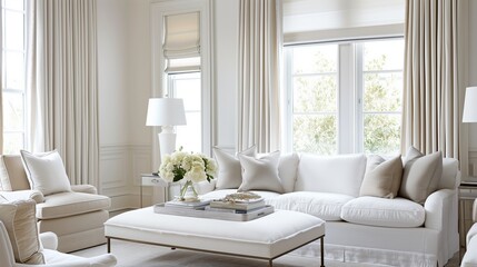 Keep window treatments simple with neutral colors and clean lines.