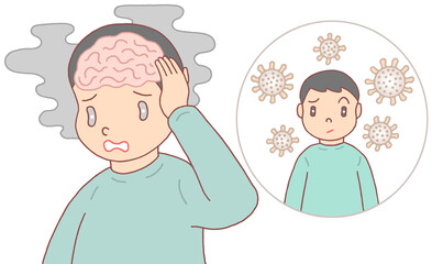 病気・疾病のイラスト - ブレインフォグ・新型コロナ後遺症