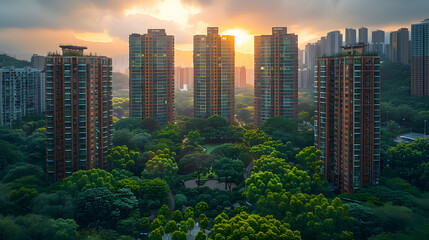 Obraz premium panorama of the city in the morning