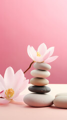 Lotus flower and stone, symbolizing spa advertising