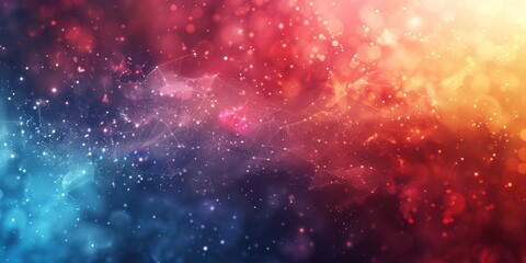 A colorful background with a lot of stars and a red and blue swirl