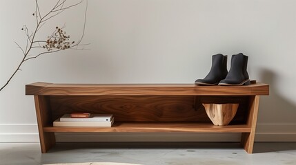 Minimalist Entryway Bench Slim bench with storage underneath