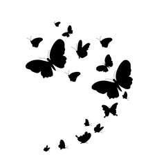 Flock of silhouette butterflies
