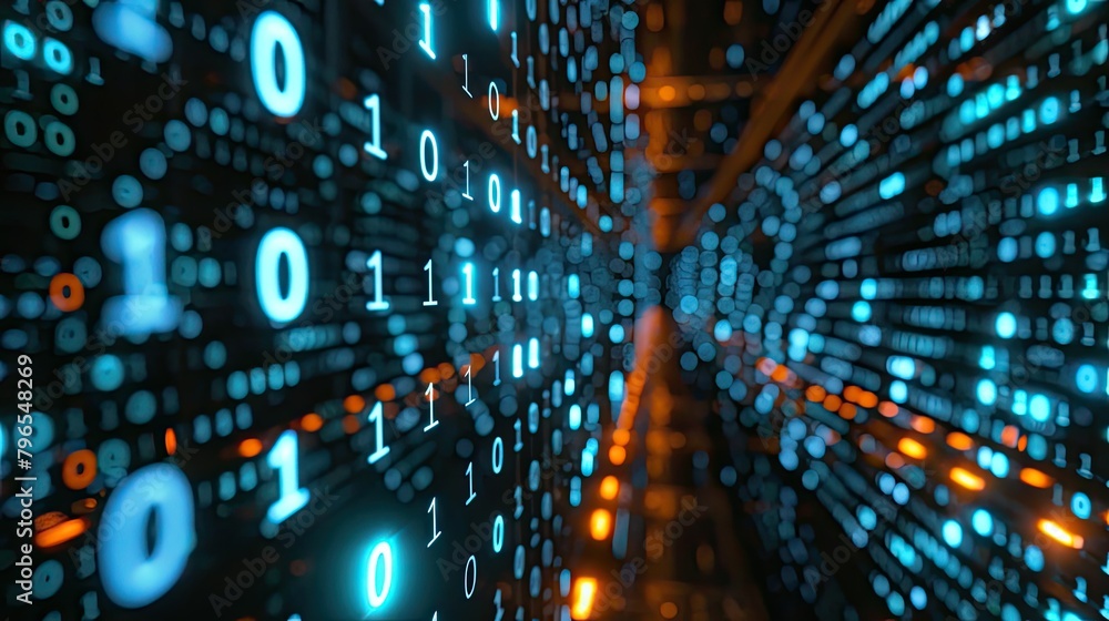 Poster a computer screen with a lot of numbers and a few orange numbers
