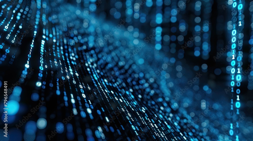 Aufkleber a blue and white image of a computer code