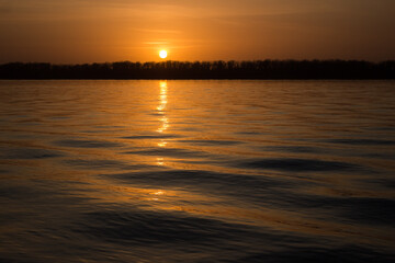 Fototapeta na wymiar Sunset over the Volga river. Samara, Russia.