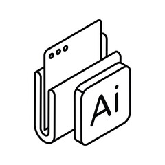 Artificial intelligence folder icon in isometric style, ready to use