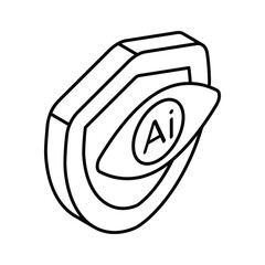 Cyber security icon in isometric style, ready for premium use