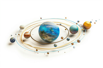 Planets of solar system on white background - obrazy, fototapety, plakaty