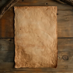 Blank Aged Paper Displayed on Worn Wooden Table