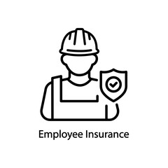 Worker and shield, medical insurance, labor safety, health protection, injury coverage, vector line icon