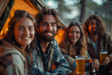 Obraz premium Group of People Sitting in Front of Tent