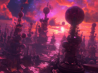 Fantasy city on alien planet