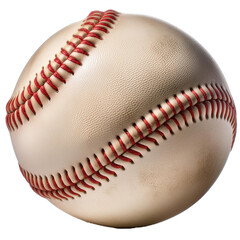 balle de baseball en cuir aux coutures rouges isolé sur fond transparent