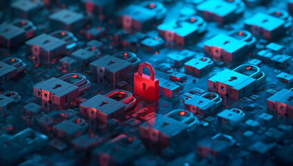 Red Lock in a Sea of Blue: A Metaphor for Unique Cybersecurity in Data Encryption