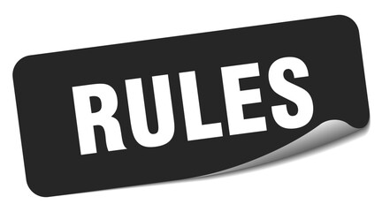 rules sticker. rules label