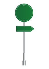 Green traffic sign. Road board text panel, mockup signage direction highway city signpost location street arrow way vector