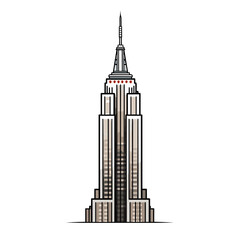 Empire State Building. Empire State Building hand-drawn comic illustration. Vector doodle style cartoon illustration